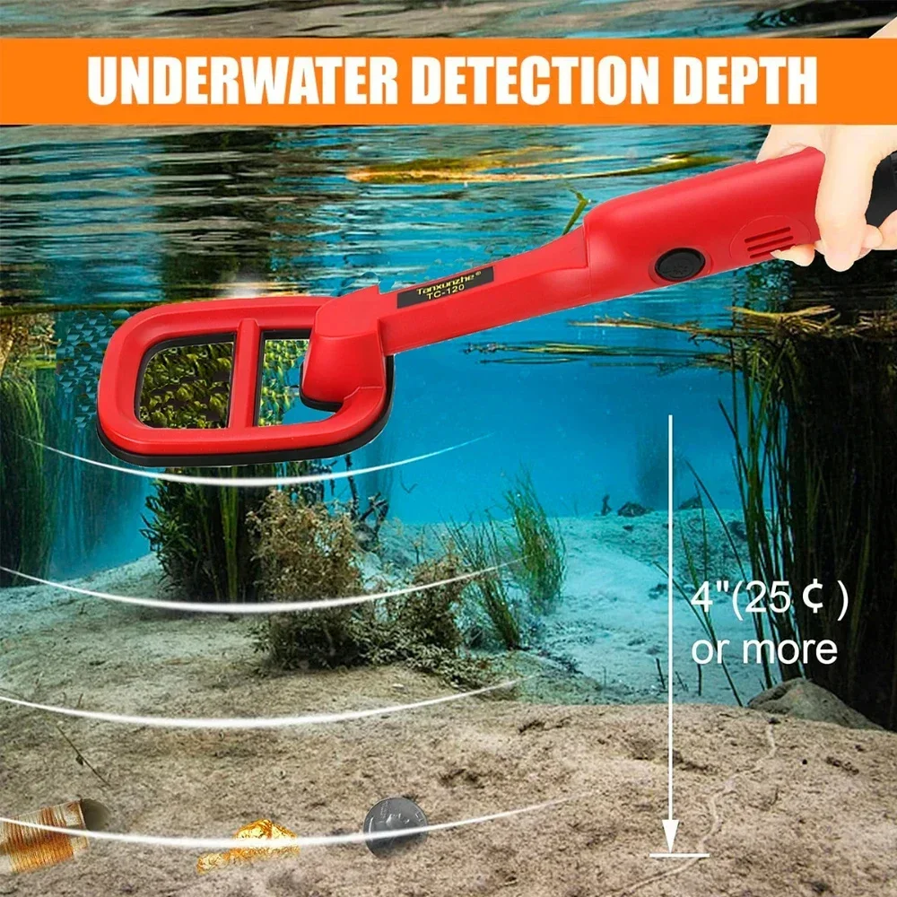 TC-120 Hand Held Metal Finder Metal Detector Pulse Pinpointer Induction Diving Treasure Waterproof Metal Detector