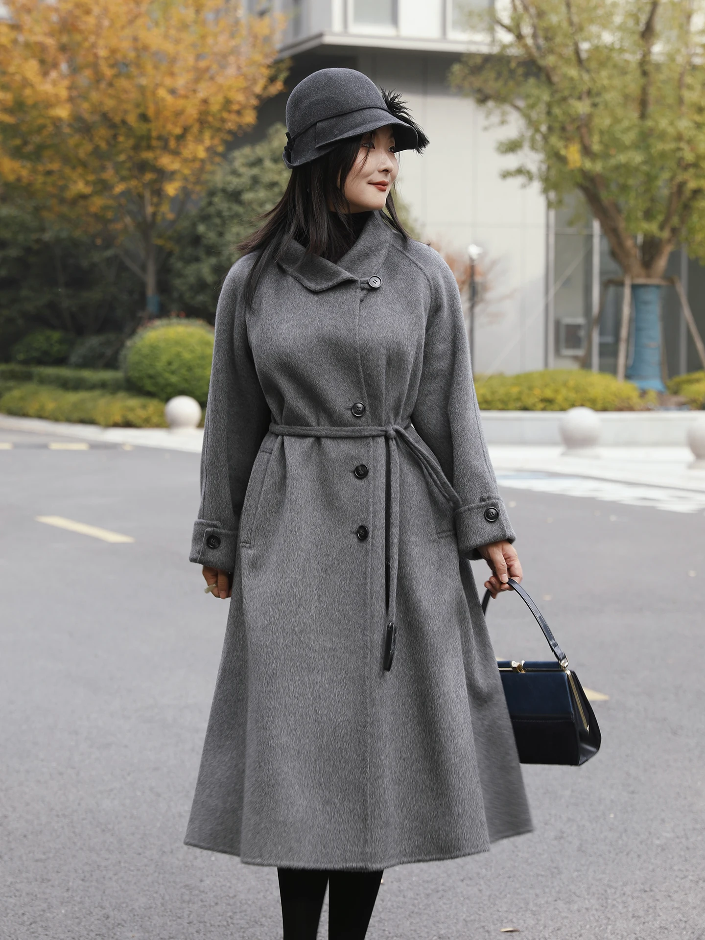 

Длинное шерстяное пальто женское с воротником-стойкой, верхняя одежда для повседневной носки, зимнее, новинка, удобный крой, с пуговицами