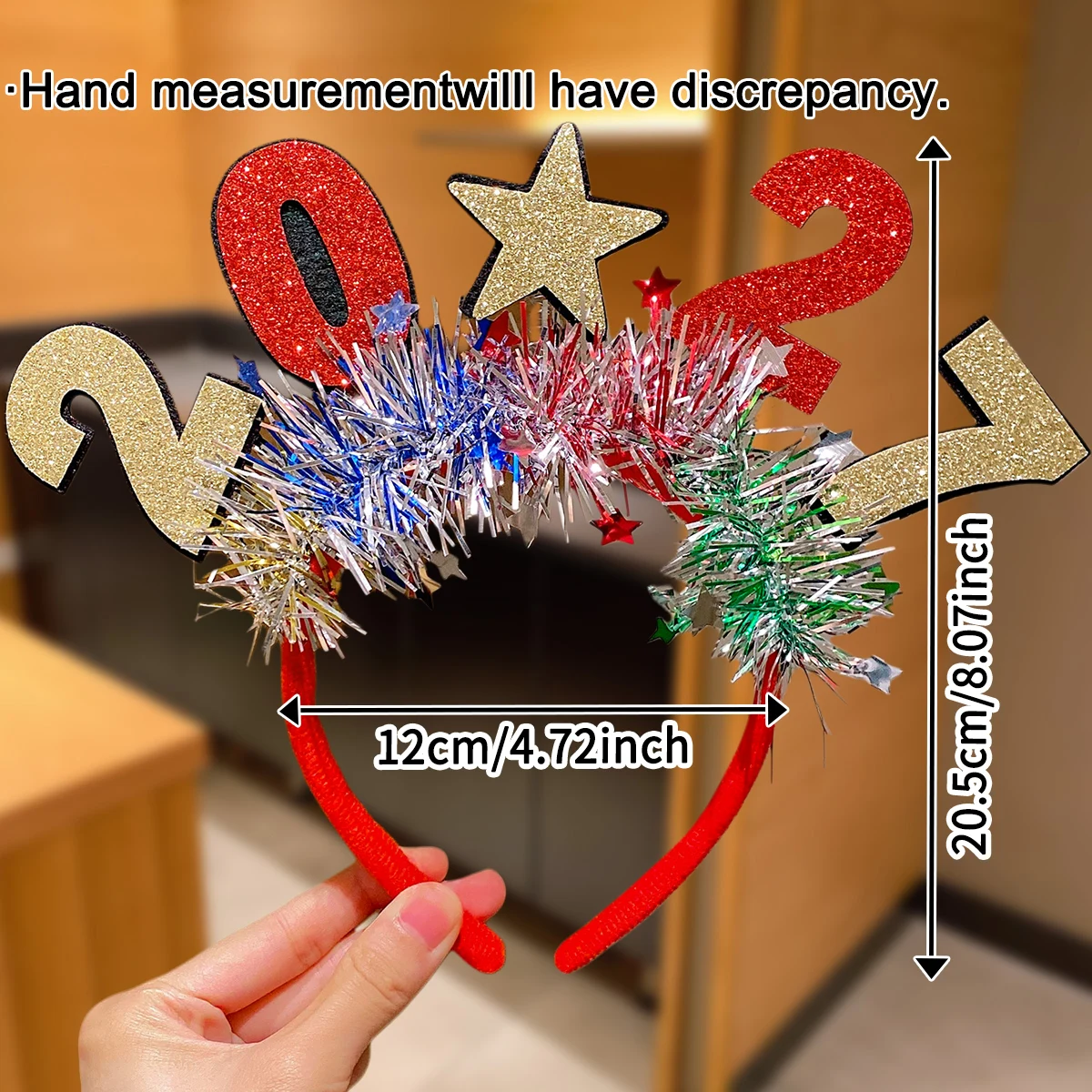 2/4Pcs Christmas New Year Sequin Star Headbands, Shiny Festive Hairbands for Party, Holiday Gift