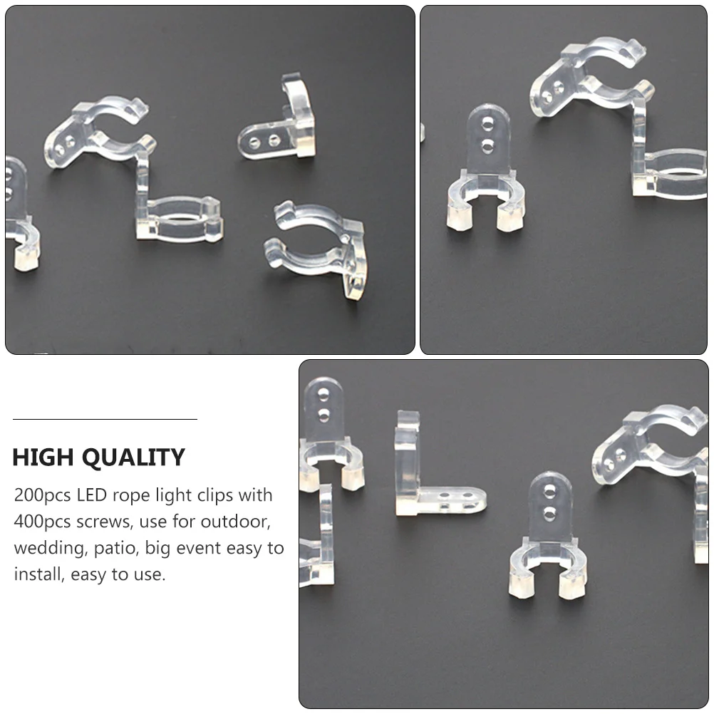 

200pcs LED Light Clips Led Rope Light Clips Plastic Mounting Durable Reusable Outdoor Wedding Patio Fence DIY Decor