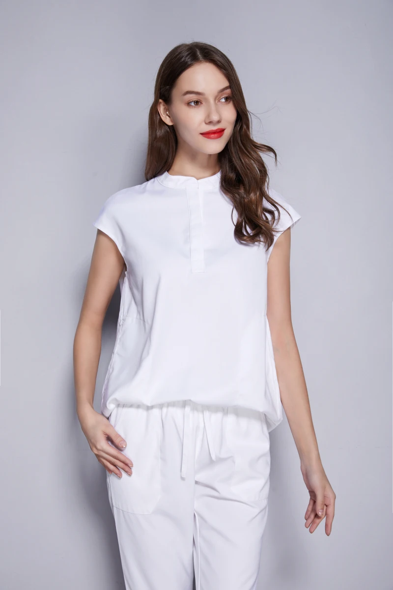 Conjunto de ropa de trabajo sin mangas con cuello levantado para mujer, uniforme de Spa para cara y piel, ropa de ocio para salón de belleza