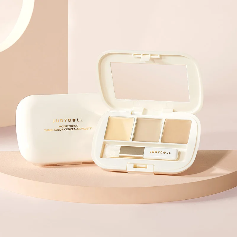 Judydoll 3-Color Concealer Palette, Full Coverage, Conceals Blemishes, Acne Marks, Dark Circles, Long-Lasting, Smooth Finish