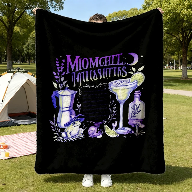 Midnight Margaritas Flannel Blanket, Girls Halloween Movie Flannel Blanket, Witchy Frog Flannel Blanket