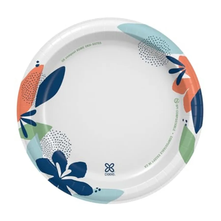 Medium Paper Plates,,, 2X Stronger*, Microwave-Safe, Soak-Proof, Cut Resistant, Disposable Plates For Everyday Breakfast, Lunch
