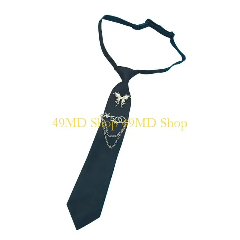 49MD Uniform Ties For Janpanese JK Uniform Cosplay Accessory Neckwear jk seifuku Anime Necktie with Butterfly Metal Chain