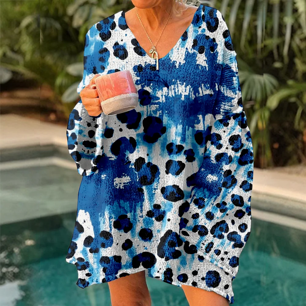 

Autumn Winter Knitted sweaters leopard Women's Oversized Sweaters 2025 Lightweight Pullover Trendy Soft Y2k jumpers for girls