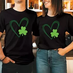 Shamrock Heart St Patrick's Day T-Shirt Saint Patrick Day T Shirt  Creative Christmas Cute and Fun T-Shirt