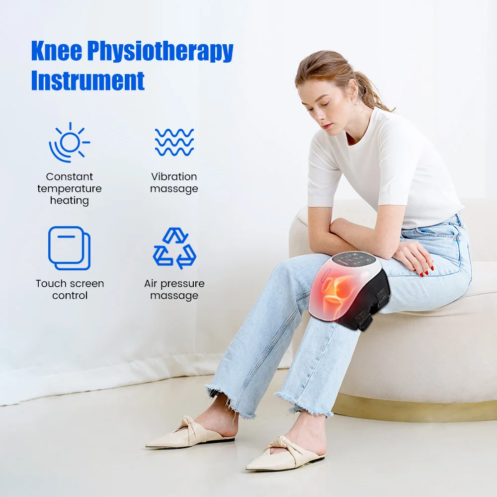 Air Pressure Knee Massager Infrared Heat Vibration Knee Pain Relief for Swelling Stiff Joints Stretched Ligament Muscle Injury