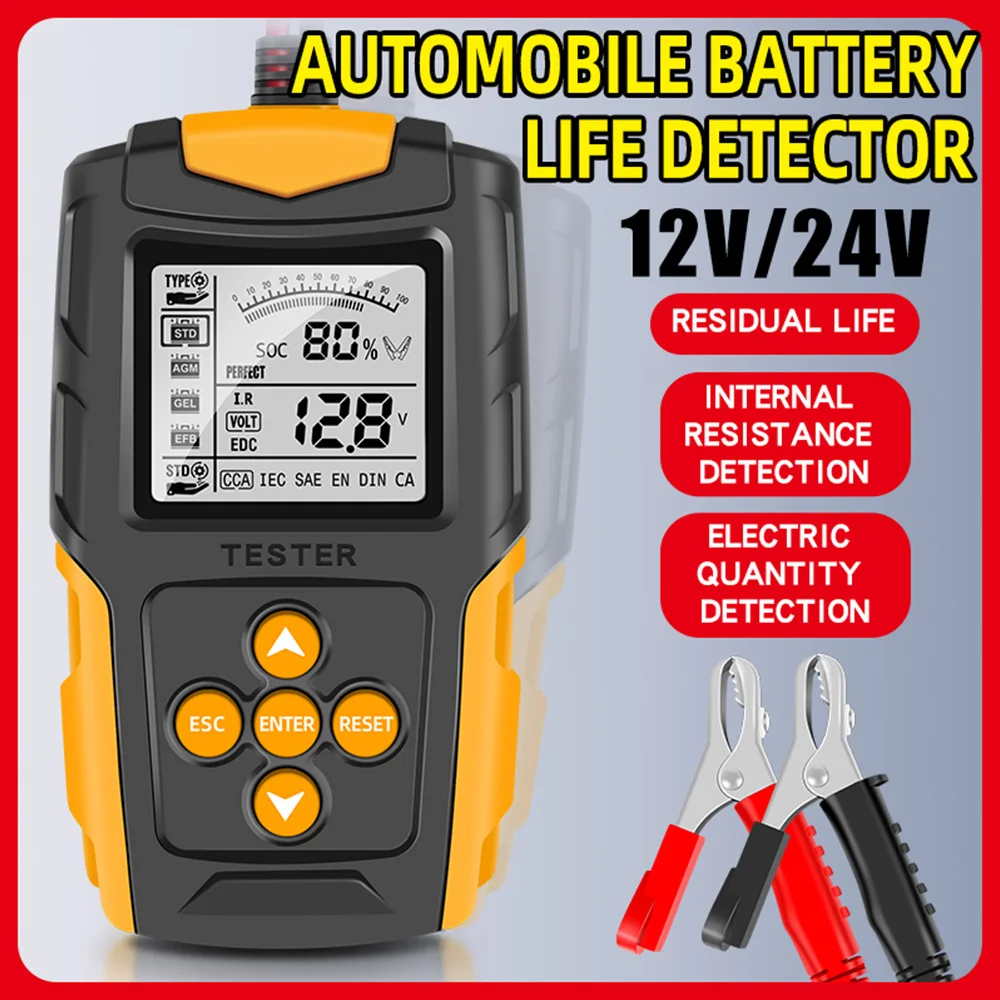 

12V 24V Car Battery Analyzer Diagnostic Tools CCA Internal Resistance Tester Charging Scanner Digital Battery Tester Capacity
