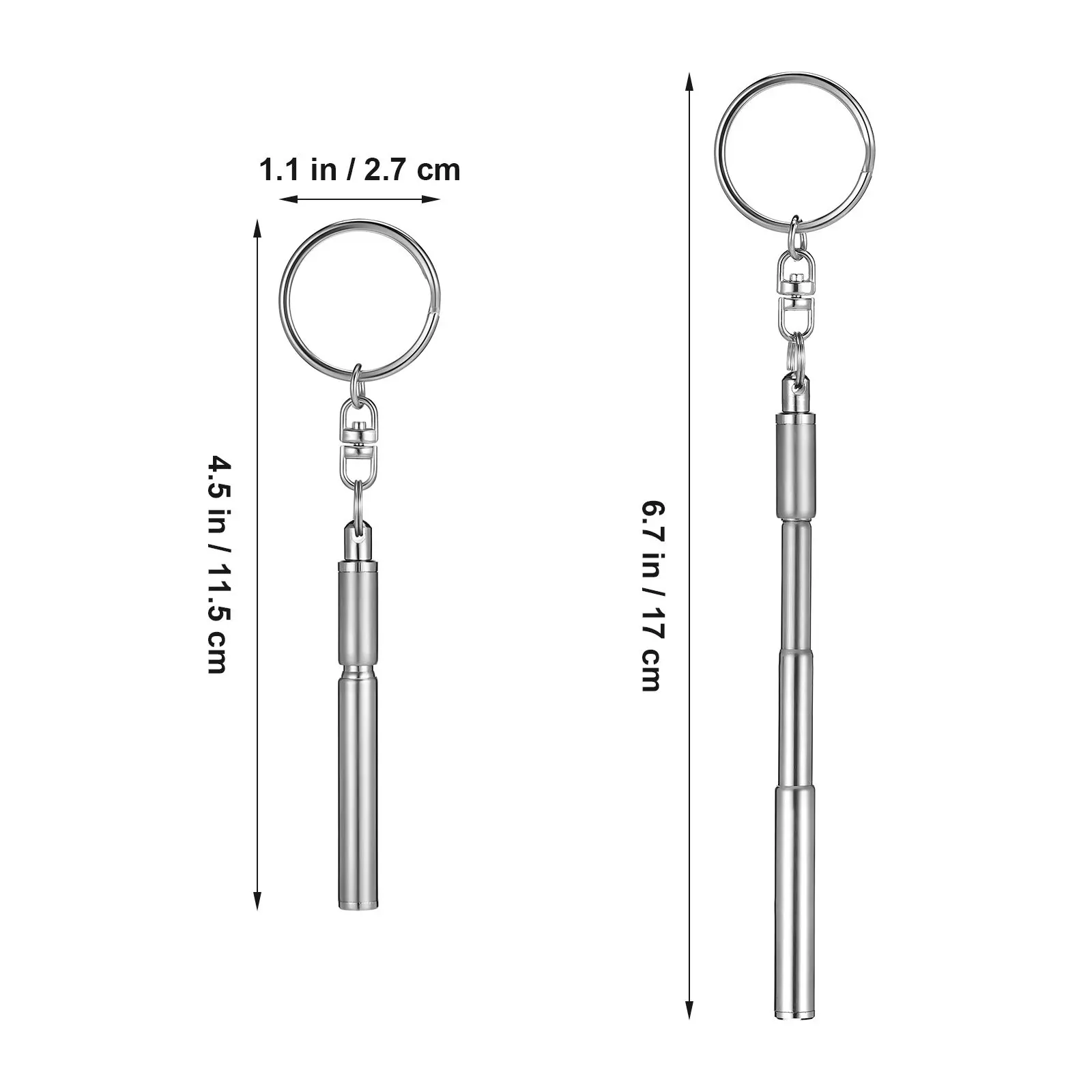 Keychain Telescoping Stainless Steel Pen Retractable Mini Pocket Ballpoint Pen Refill Set Mini Pens Stainless Steel Pens