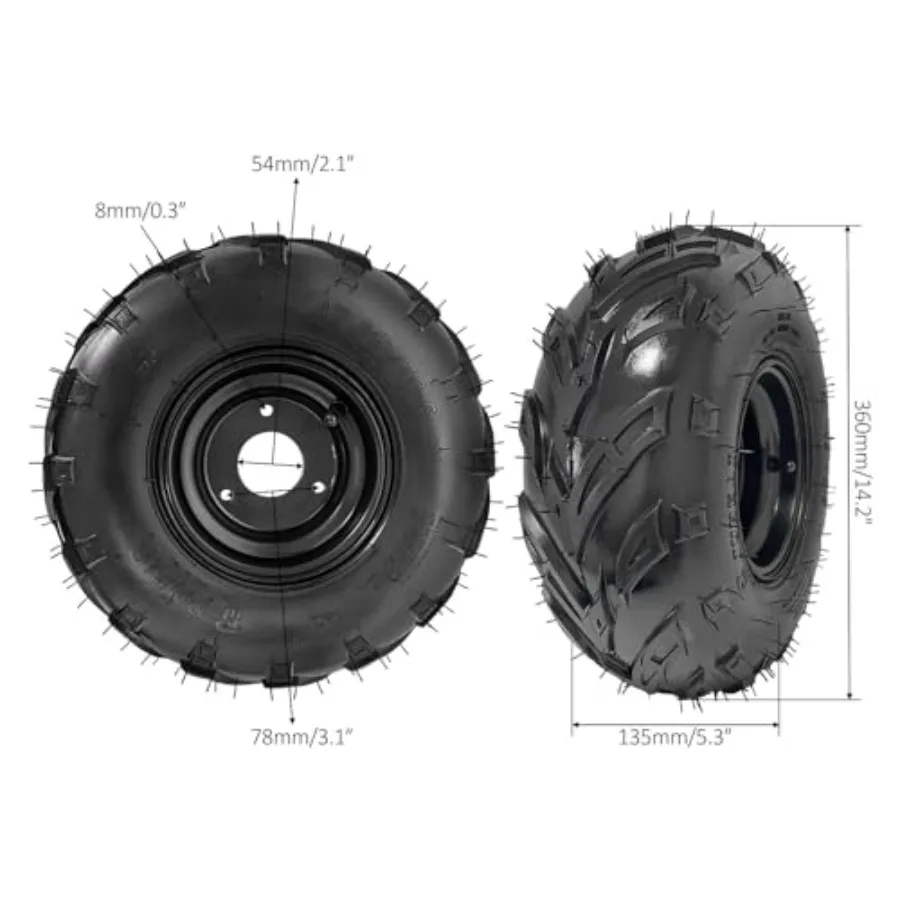 One Wheel 145/70-6 Tubel Wheel Tire with 6'' Rim 3 Bolt Pattern for 50cc 70cc 90cc 110cc 125cc ATV Go Kart UTV Quad Bike 4 Whee