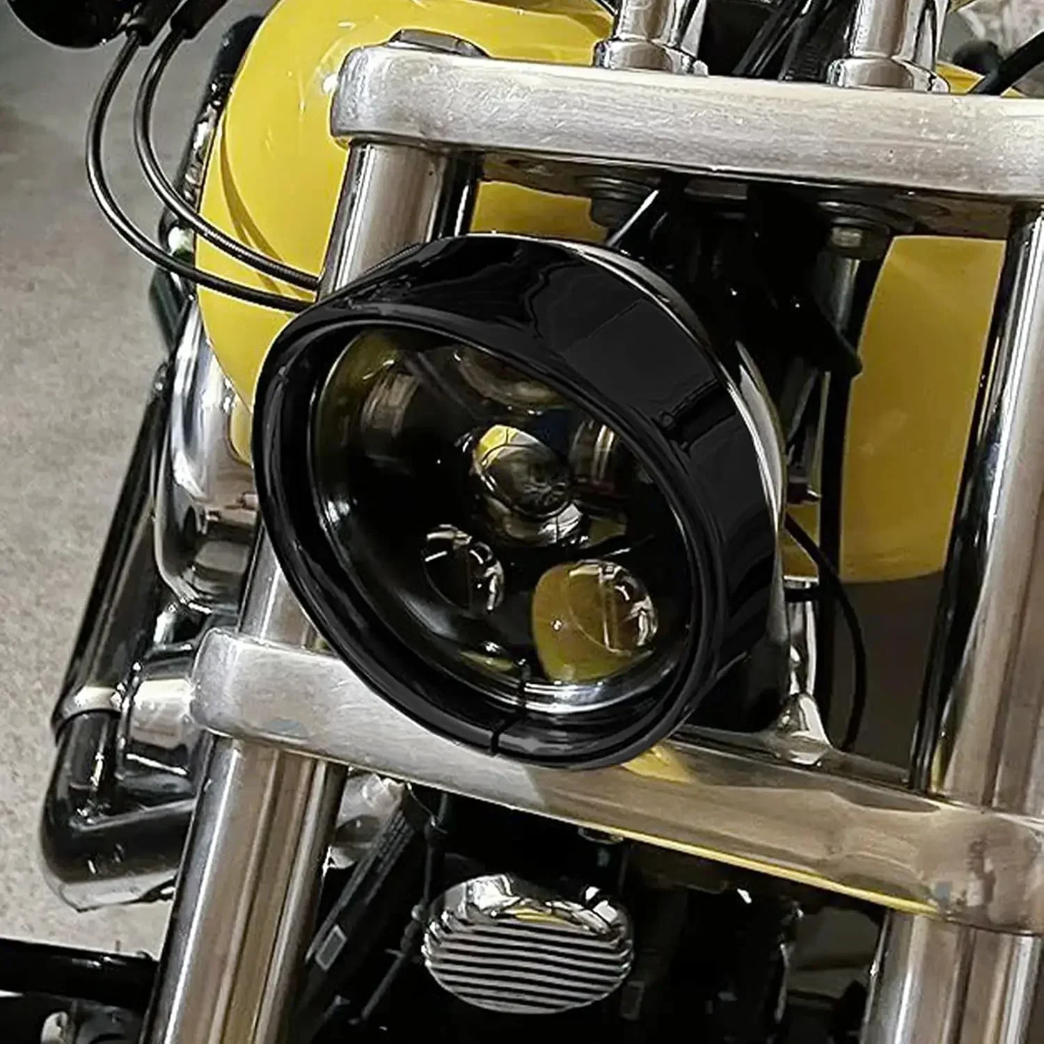 Anillo embellecedor de faro con visera de 5,75 pulgadas, anillo decorativo de faro delantero de 5 3/4 "para Harley Sportster XL 883 1200 Forty Eight Dyna Softail