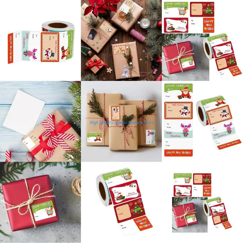 

U2JE 500 шт., рождественские декоративные наклейки, упаковочные этикетки для праздничного подарка, чехол