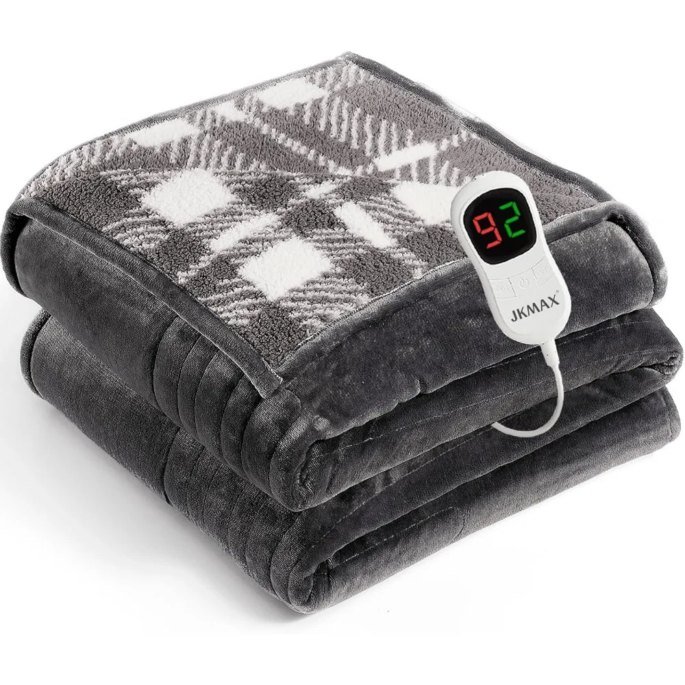

JKMAX Heated Electric Blanket Full Size - 72x84 Flannel Heating Blanket with 10 Heating Levels & 5 Time Settings Over-Heat Prote