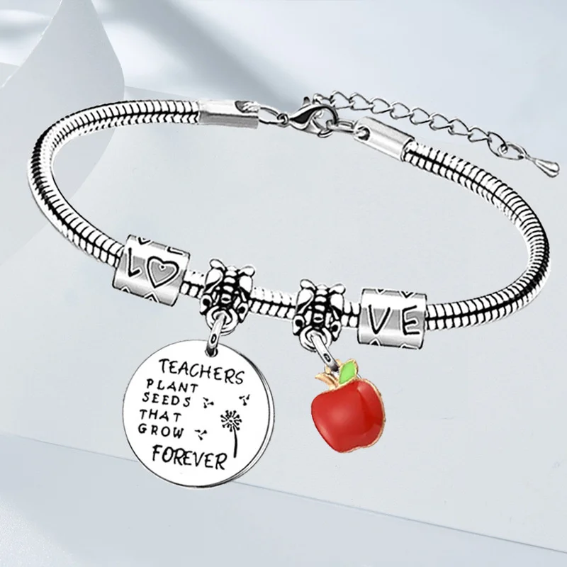 Teacher Appreciation Gifts Thank You Teacher Bracelet for Teahcers Day Opening Graduation Season Charm Jewellery