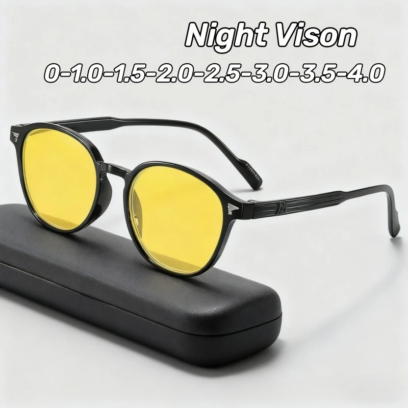 

Женские очки в круглой оправе в стиле INS с желтыми линзами, очки ночного видения для близорукости, сверхлегкие мужские очки с блокировкой синего света для вождения