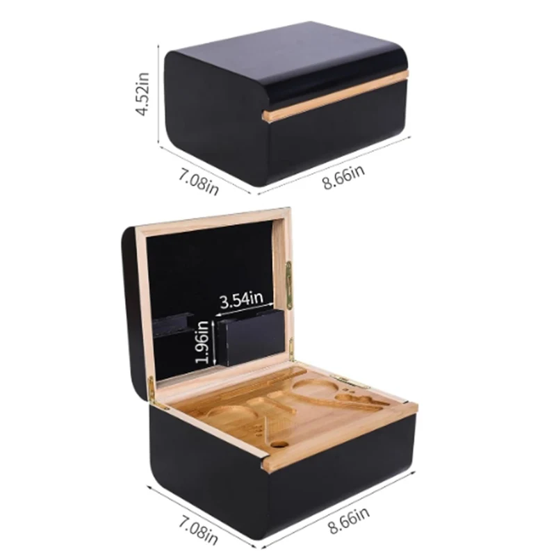 Premium Wooden Box Removable Rolling Tray Storage Smell Proof Decorative Box with Vintage Locks for Home or Office