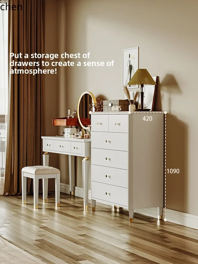 Solid Wood Chest of Drawers Bedroom Light Luxury Drawer Entryway Living Room Storage Cabinet