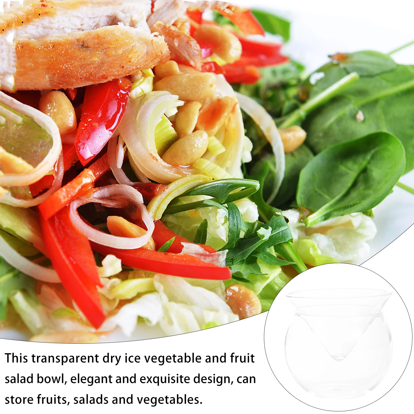 

Triangular Glass Salad Bowl Dry Ice Container Clear Fruit Vegetable Glass Bowl Elegant Smooth Tableware