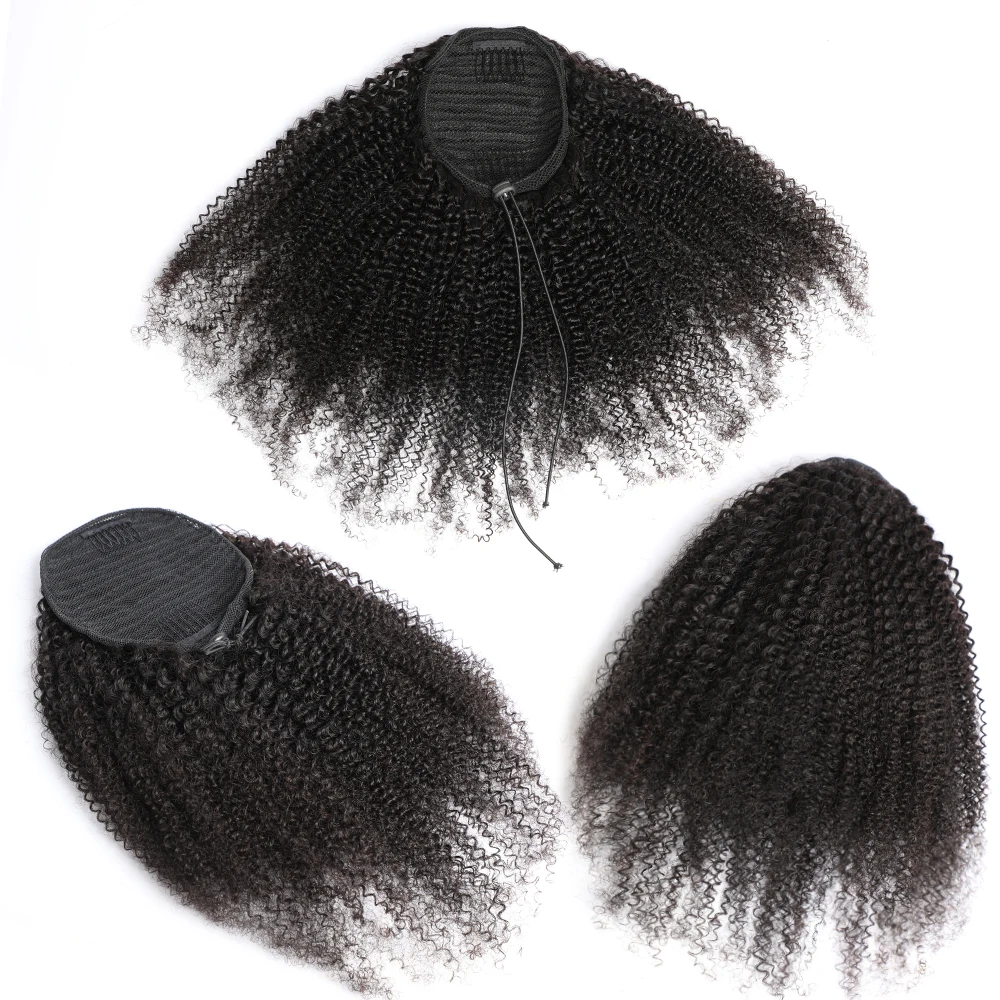 Alibele Afro Kinky Curly Ponytail Extensions Clip In Drawstring Ponytail Human Hair Extensions Mongolian Kinky Curly Hair Pieces