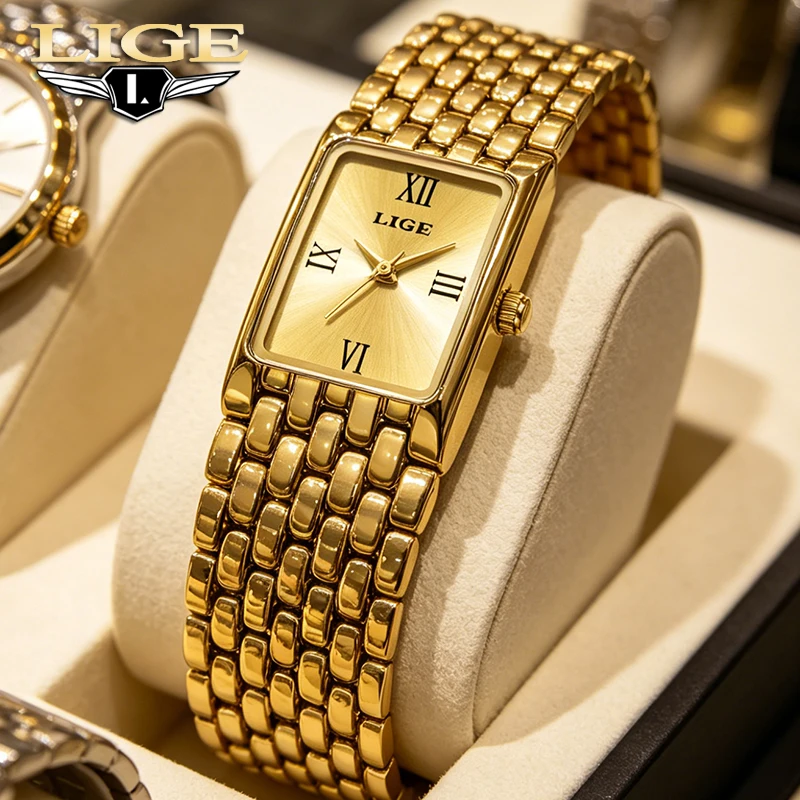 LIGE 2026 Elegant Watches Ladies Fashion Luxury Quartz Wristwatches Casual Waterproof Steel Strap Womens Watch Gifts Reloj Mujer