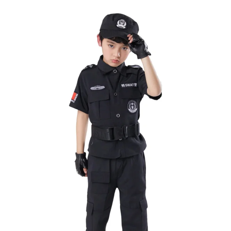 Costumes de policier pour enfants, ensemble de vêtements de police, cosplay pour garçons, cadeau de fête de carnaval, Halloween, anniversaire, spécial fuchsia, nouveau, 2025