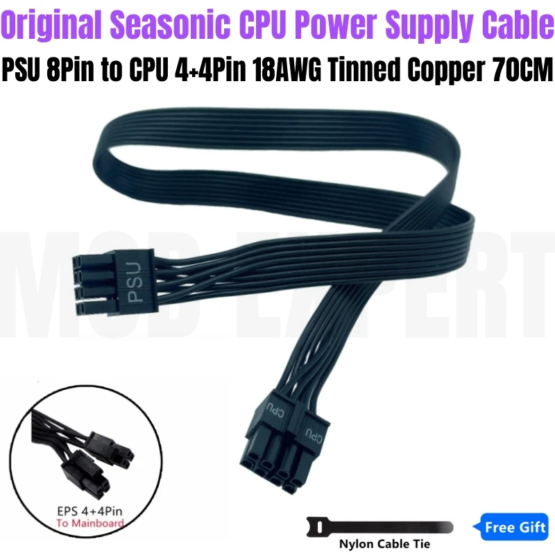 Câble d'alimentation CPU PSU 8Pin à 4 + 4Pin pour SS-660XP2 Seasonic Platinum, SS-760XP2, SS-860XP2, SS-1050XP3, SS-1200XP3 alimentation modulaire