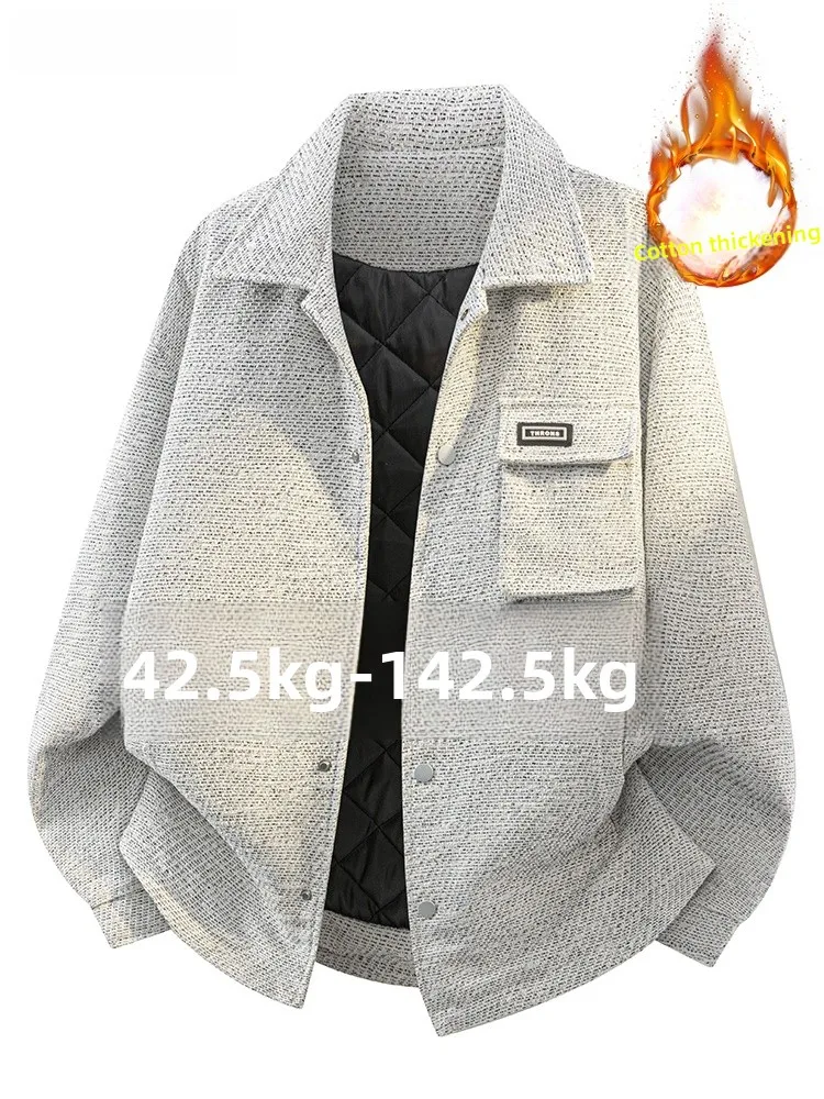 

Модная мужская хлопковая куртка на зиму, утепленная, теплая, повседневная, свободного кроя, больших размеров, с узором «птичий глаз», стильная городская модель