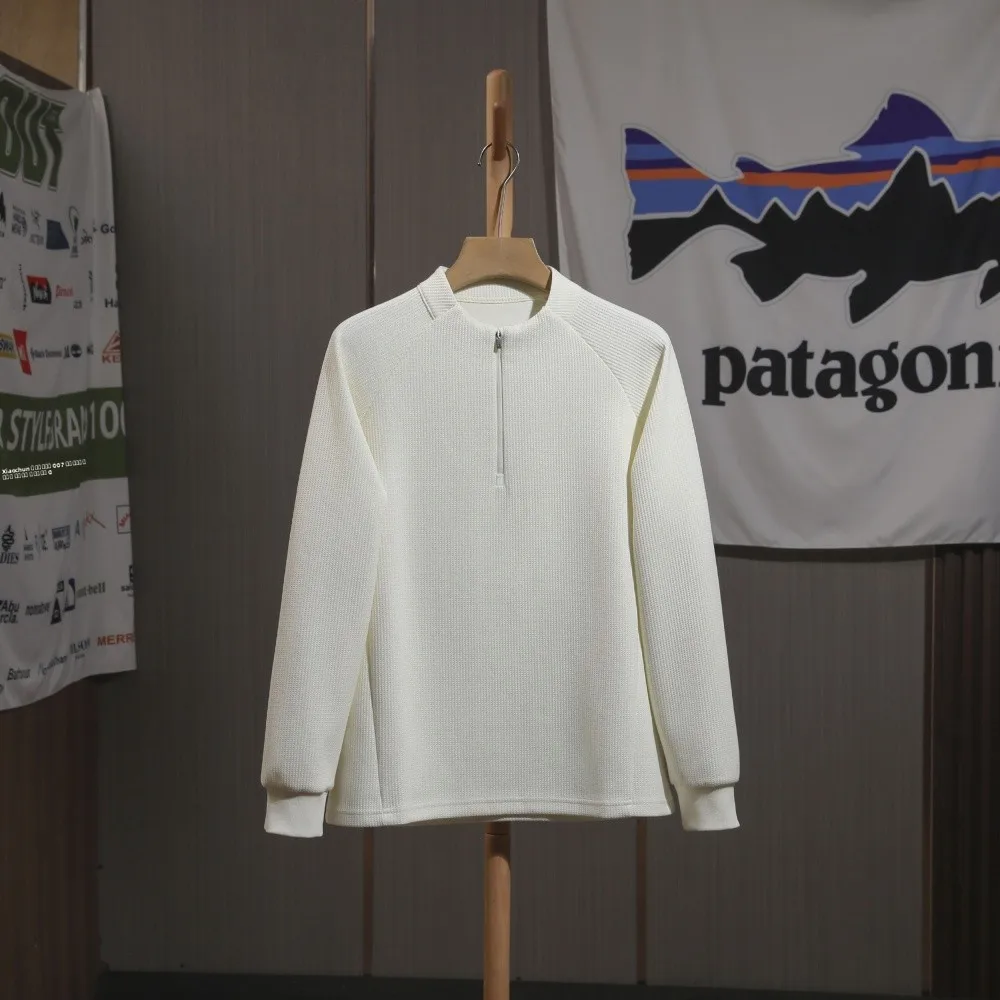   Thiened Men's Long Sve Base irt f Zip ملابس خارجية غير رسمية من ألياف البوليستر قابلة للتنفس وياقة واقفة للدفء