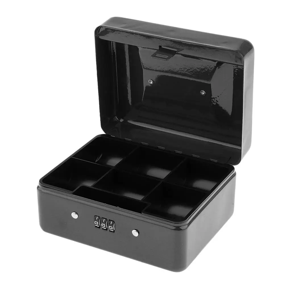 Money Box Metal Lock Boxes Portable 15x12x8 Case Accessories