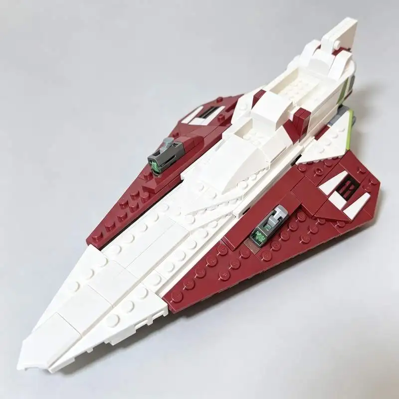 273PCS White Red Futuristic Spacecraft Building Blocks Model DIY Assembly Set Transparent Cockpit Galaxy Popular Display Gifts