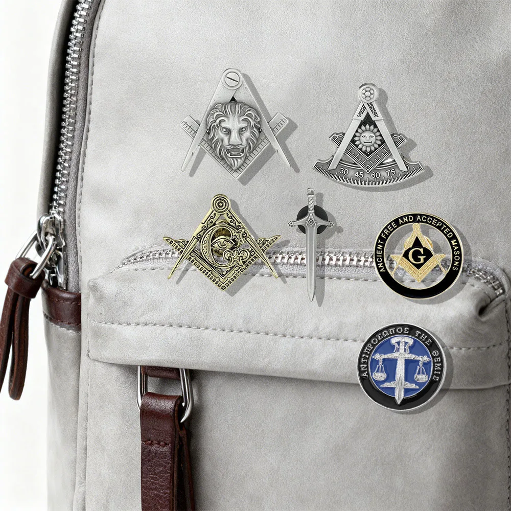 Vintage Hollow Freemason Emblem Brooches Masonic Symbols Pins Ancient Free And Accepted Masons Badge+BJXZ0032