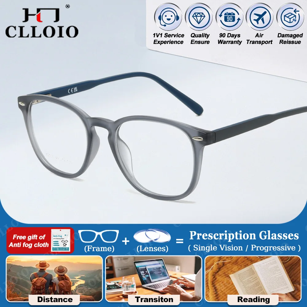 

CLLOIO Casual Square Frame Optical Myopia Glasses Men Anti Blue Light Photochromic Eyeware Progressive Prescription Eyeglasses