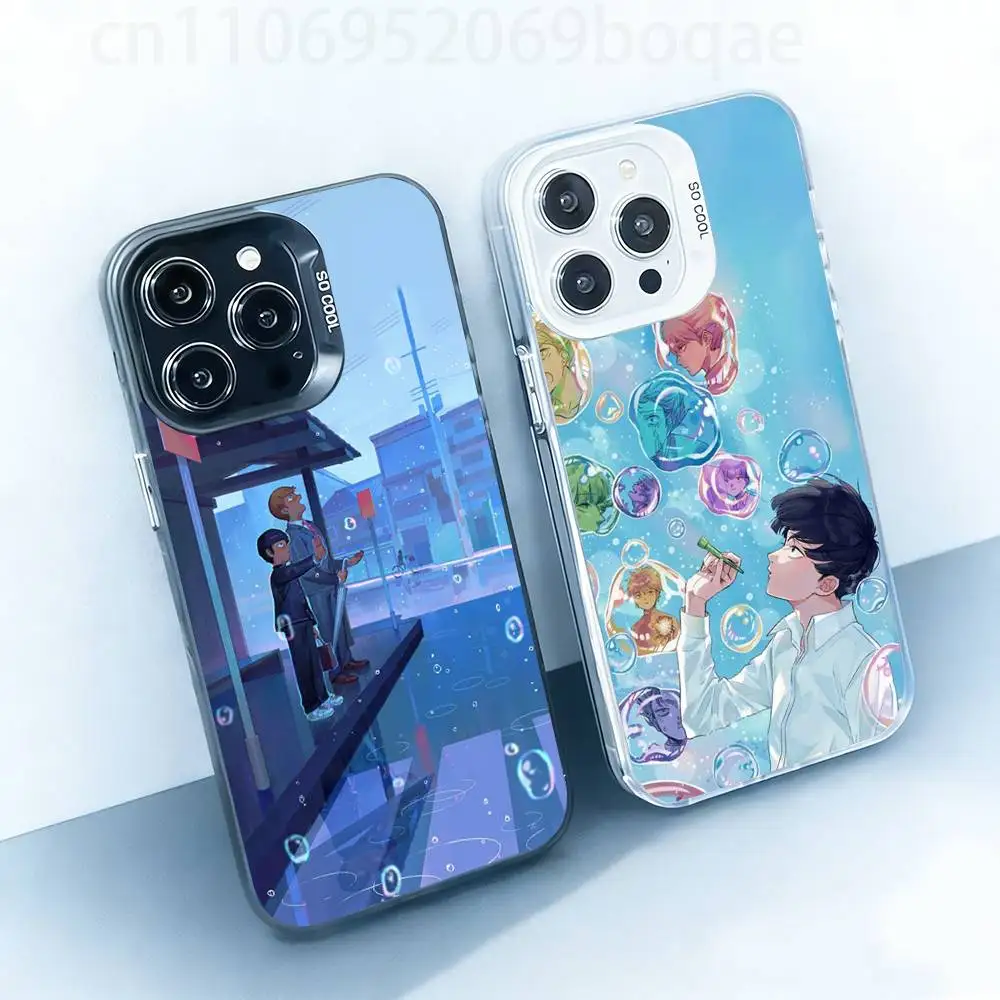 

Amine Mobs Psycho 100 White Shockproof Phone Case For iPhone 17,16,15,14,13,12,11,Pro,XS,Max,Plus,Mini,SE