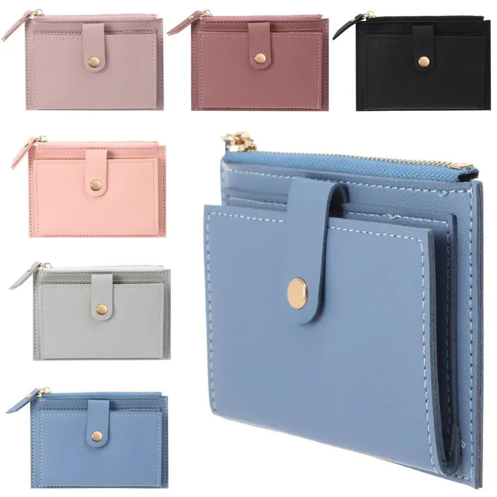 Einfarbige Geldbörse aus PU-Leder, Mini-Geldbörse, Geldbeutel, Kreditkartenetui, Taschen, kleine Geldbörse