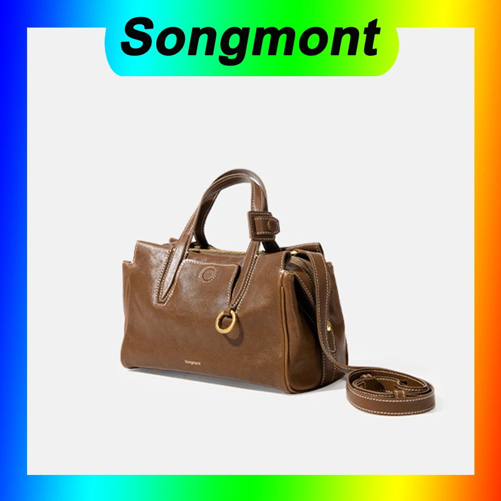 

Songmont handbags mini see things small satchel men's and women's vegetable tanned handbag crossbody Boston bag