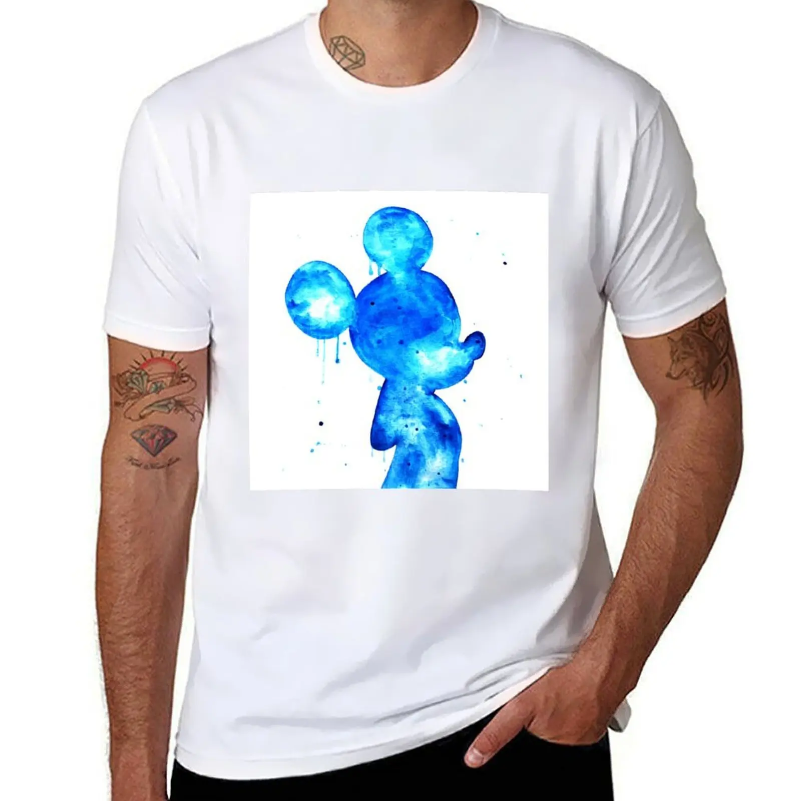 

Blue mouse T-Shirt anime t shirts oversize man t shirt heavy cotton T-Shirt