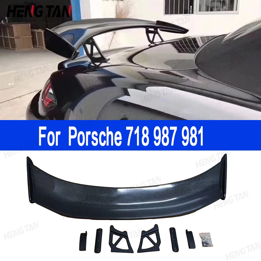 For Porsche 718 987 981 Carbon Fiber Tail fins Rear Trunk Spoiler Guide Wing Rear Wing Car Trunk Diverter Upgrade Body Kit