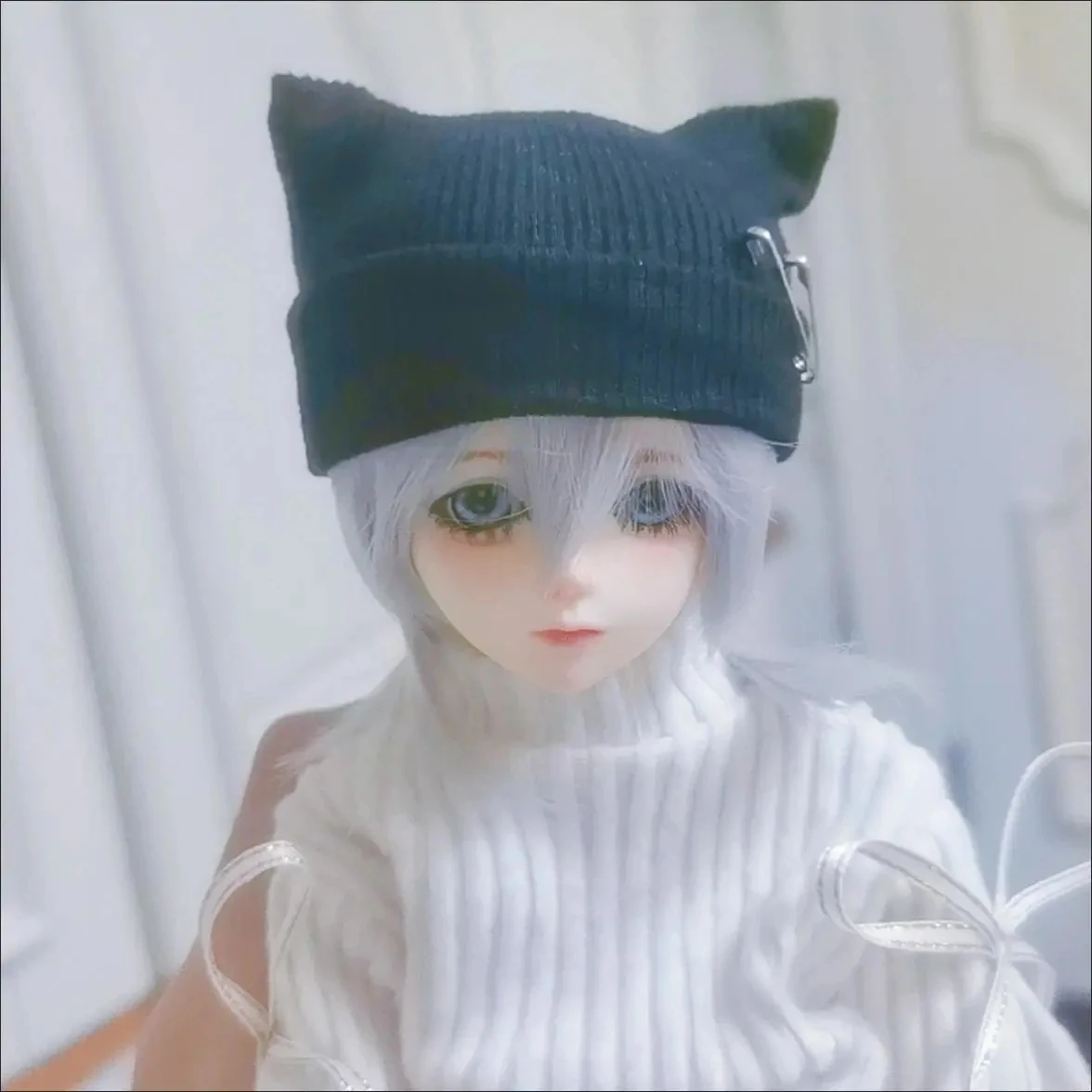 BJD doll hat suitable for 1/3 1/4 1/6 size cute doll hat thin cat ear knitted 1/3 1/4 1/6 hat doll accessories