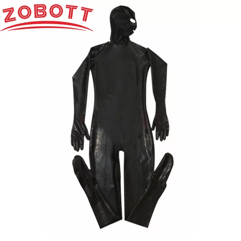 Men\'s Stretch PVC Bodysuit With Penis Sleeves Sexy Open Eye PVC Wetlook Leather Latex Catsuit Hot Erotic Gay Fetish Wear Costume