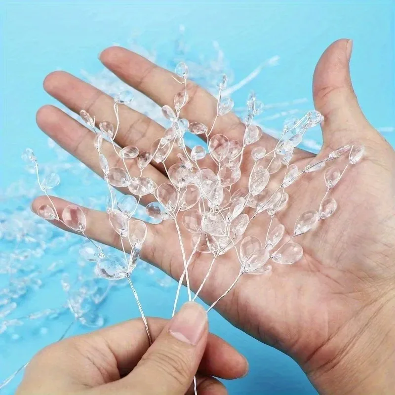 ينبع زهرة الخرزة الأكريليك مع قطرات كريستال متعددة الاستخدامات يختار غصين مطرز لديكور الزفاف وسحر الزهور والمجوهرات الحرفية