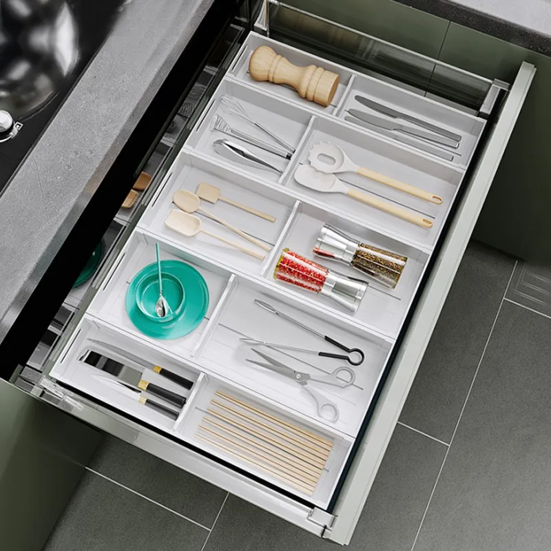 Kitchen Cabinet Drawer Storage Box Space Aluminum Household Built-in Knives and Forks Chopsticks Storage Box Tableware Storage