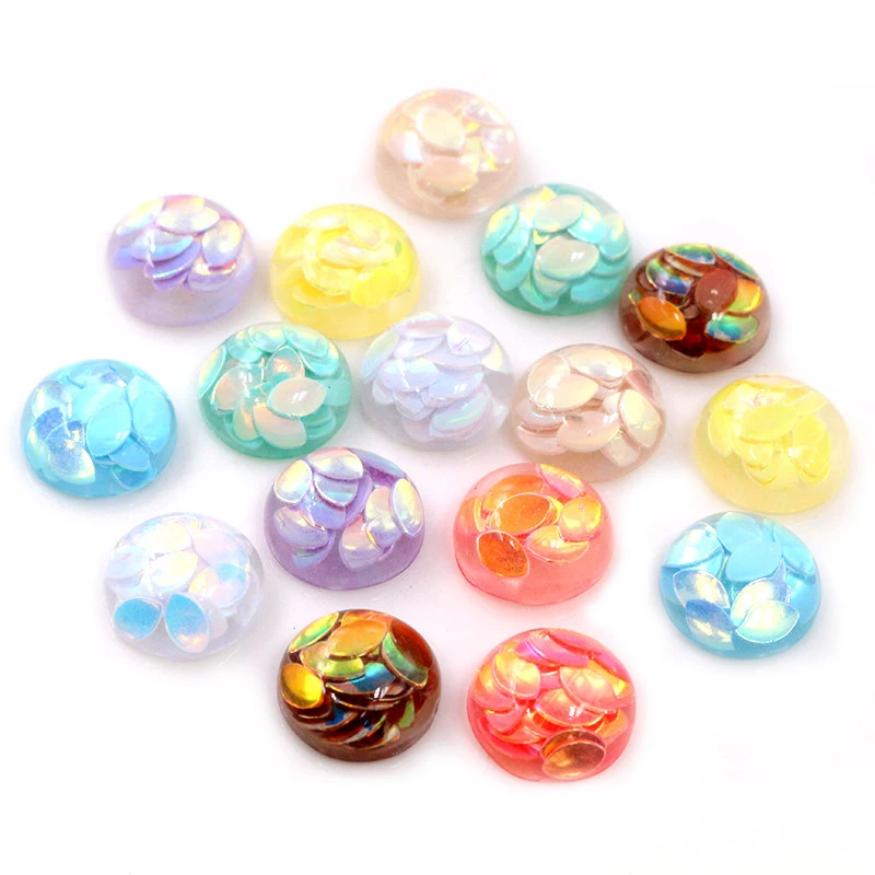 New Fashion 40pcs 12mm Mix Colors Four seasons Falling leaves Style Flat back Resin Cabochon For Bracelet Earrings accessories