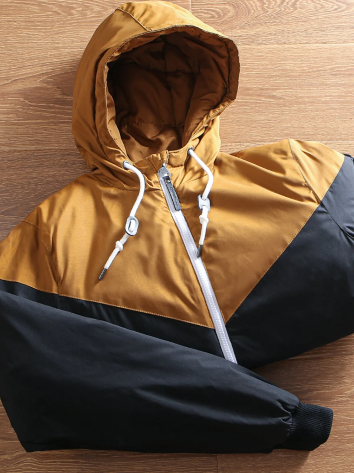 

Men's Casual Cotton Jaet Hooded Patchwork Color Blo Windproof Water-Resistant Warm Winter Coat Stand Fit Faion Urban