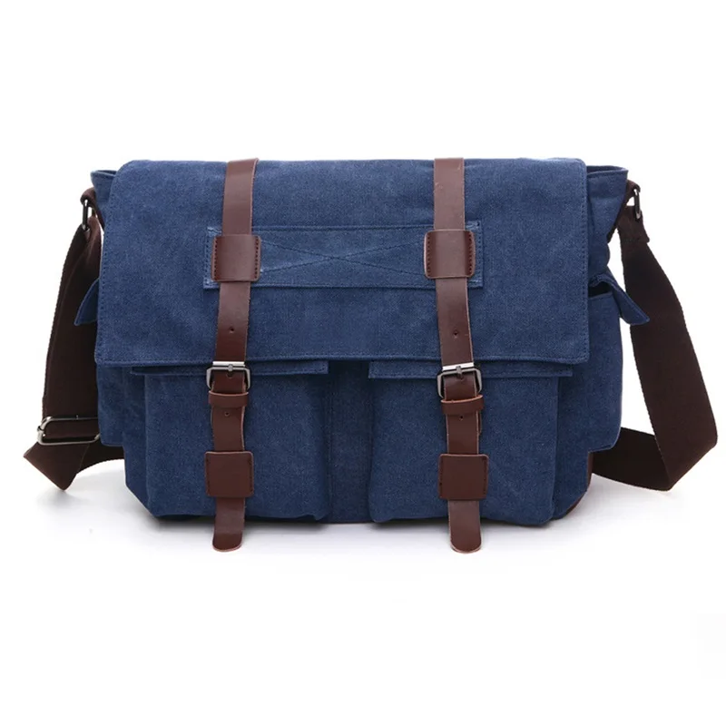 High Quality Men Business Messenger Bags Shoulder Bag Large Capacity Canvas Crossbody Pack Retro Casual Office Travel Bag New