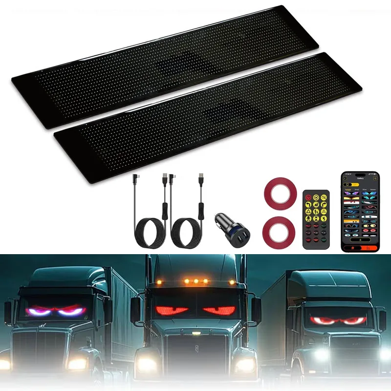 

Devil's Eye Hard Screen LED Matrix Pixel Panel with APP Remote Control 2-in-1 DIY Programmable LED Display for Car Truck