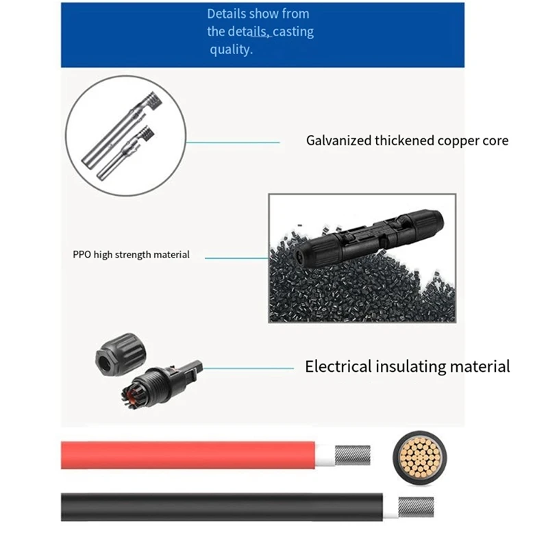 2M 12AWG-MC Solar Extension Cable,Solar Panel Extension Cable With Female And Male Connector(Red+Black Cable)