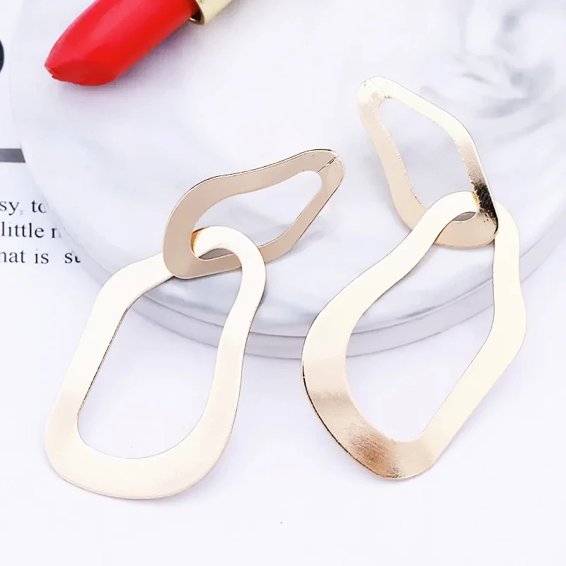 Geometry Drop Earrings for Women Uneven Personality Hollow Curved Irregular Round Pendants Dangle Earrings Rock Fashion Jewelry