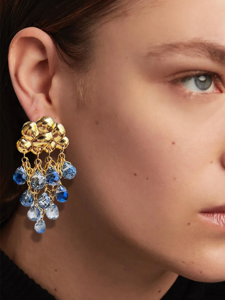 

Luxury Shiny Rhinestone Decor Elegant Stud Earrings For Women Vintage Geometric Ear Accessories Versatile Charm Jewelry