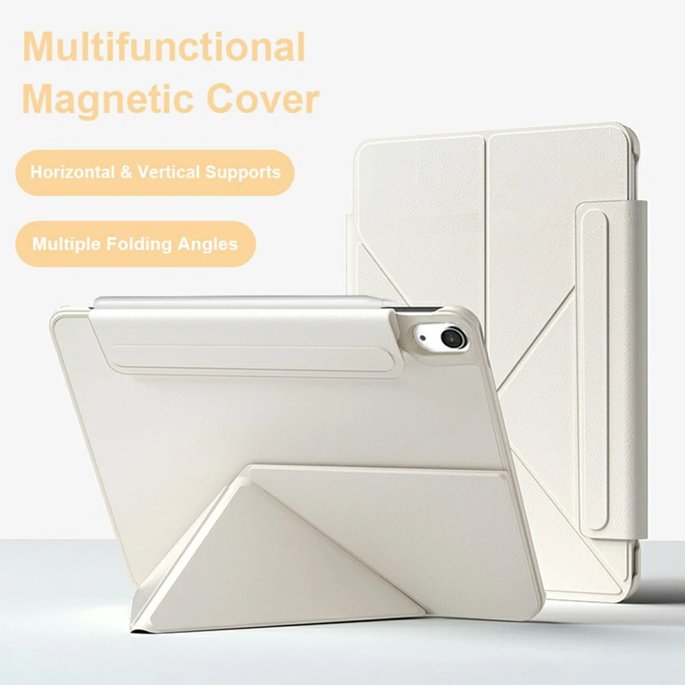 For iPad (2025) / iPad 10.9 (2022) Case Double-Sided Magnetic Closure Leather Smart Tablet Cover - White
